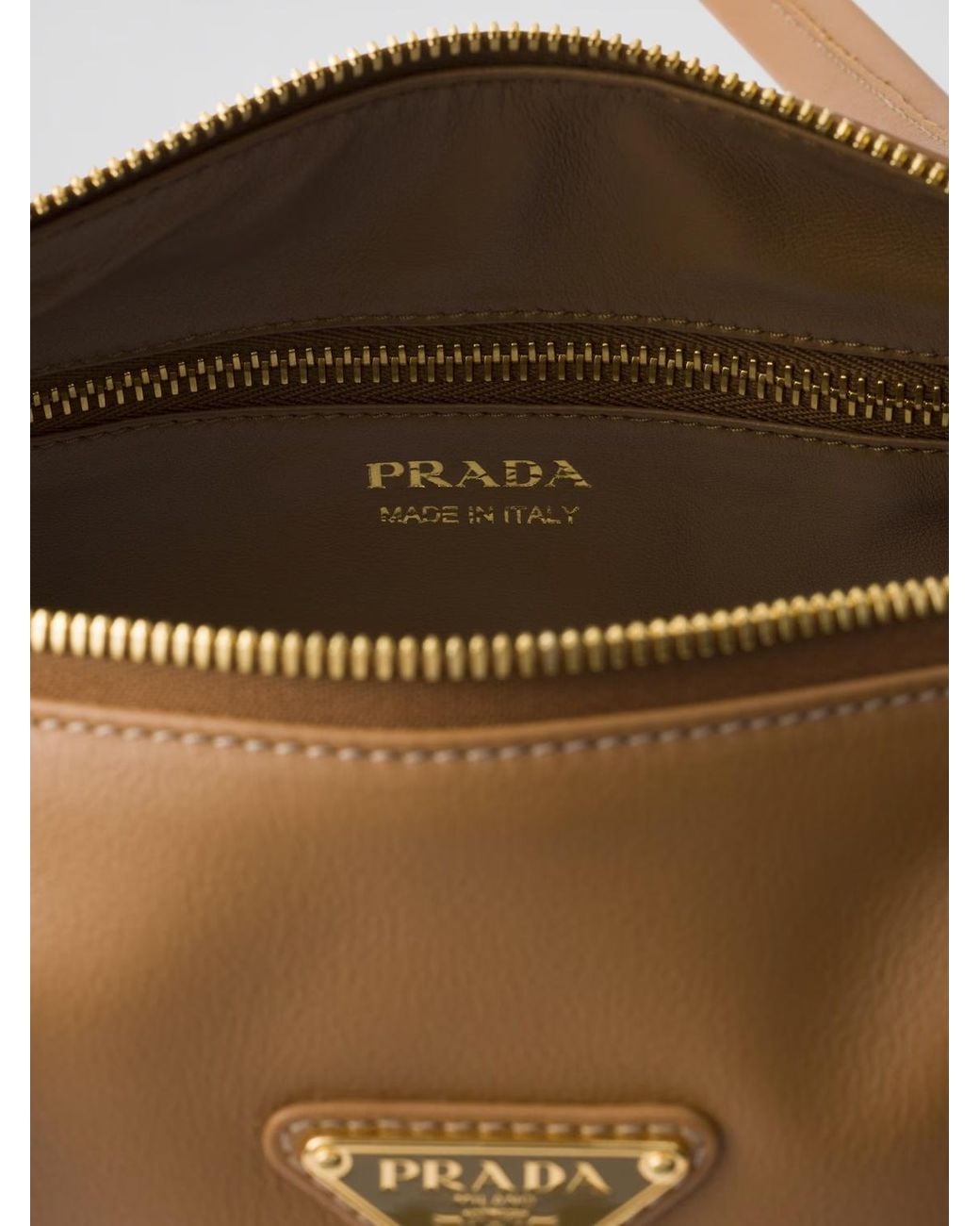 Prada Brown Re-Nylon And Leather Medium Top-Handle Bag With Padlock