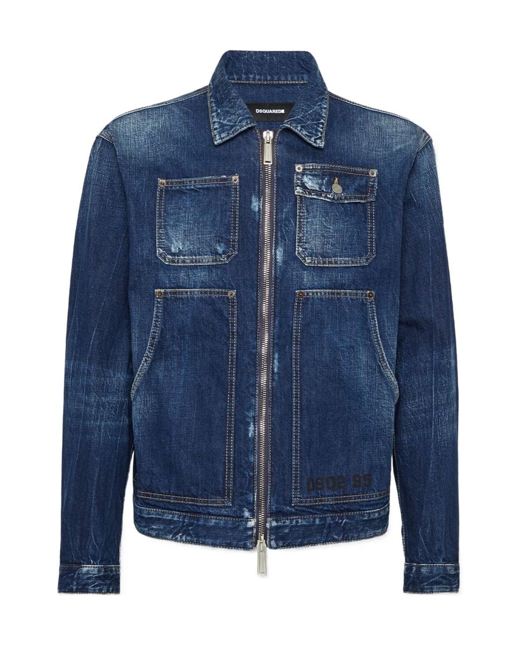 DSquared² Blue Semplice Carpenter Distressed Jean Jacket for men