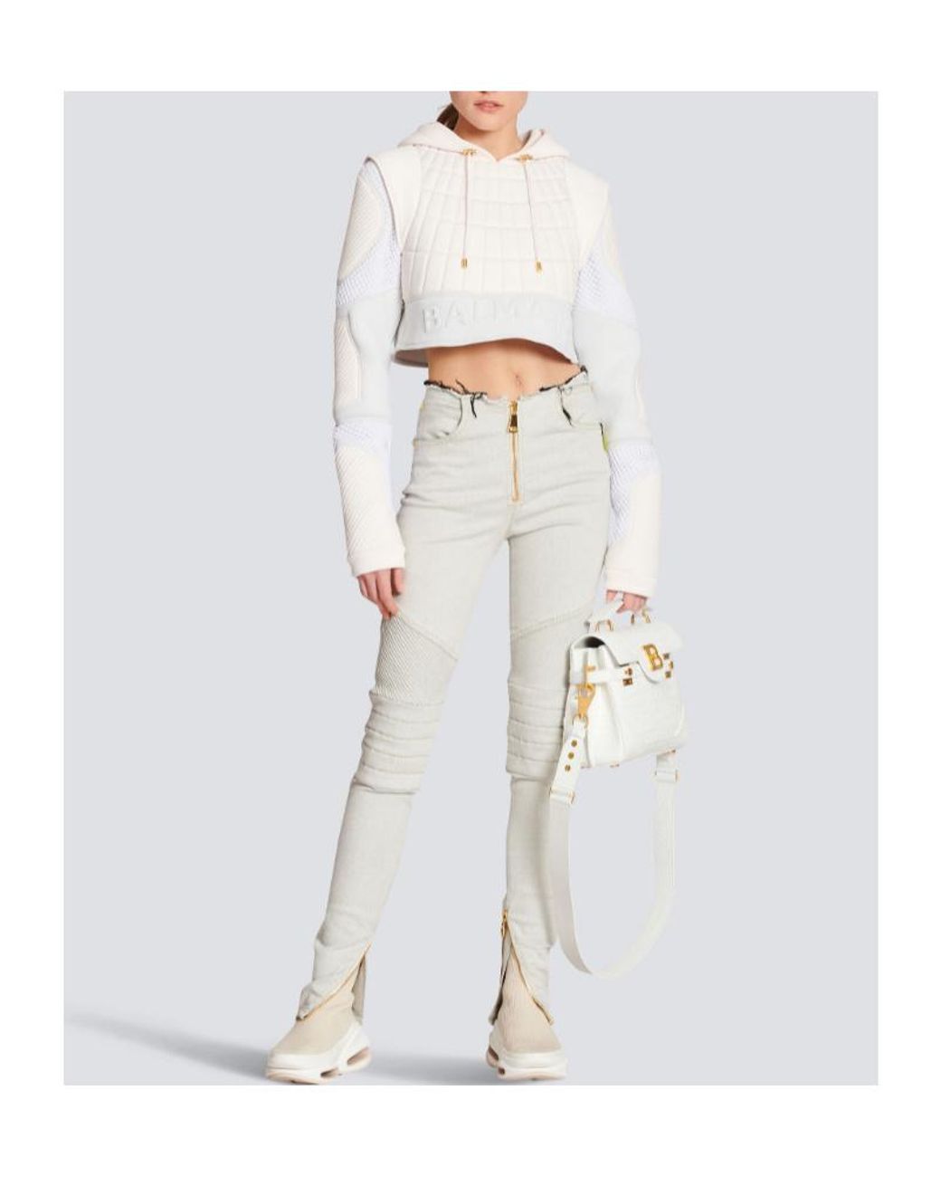 Balmain Gray Slim-Fit Ribbed Jeans