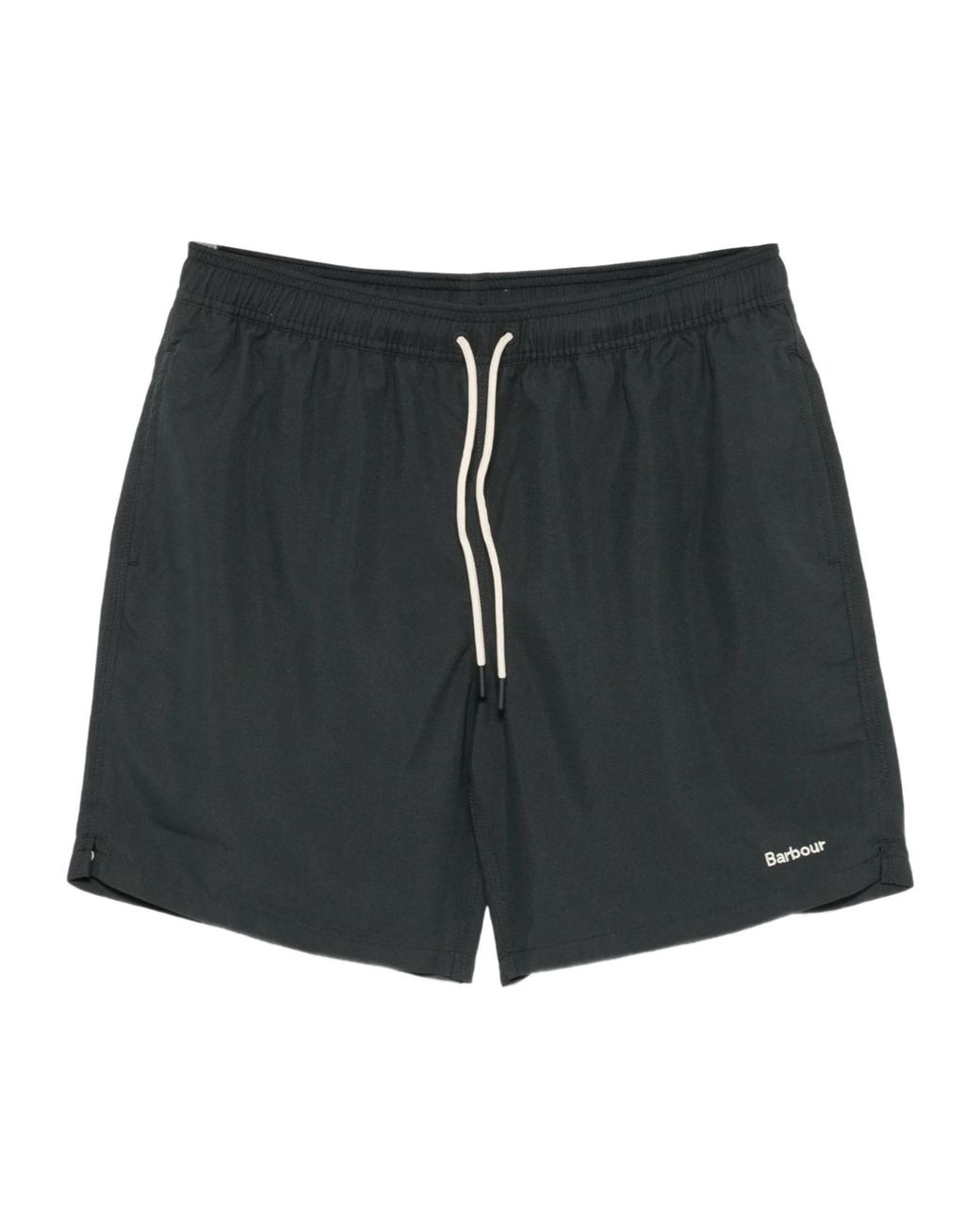 Barbour Black Staple Drawstring Logo-Embroidered Swim Shorts for men
