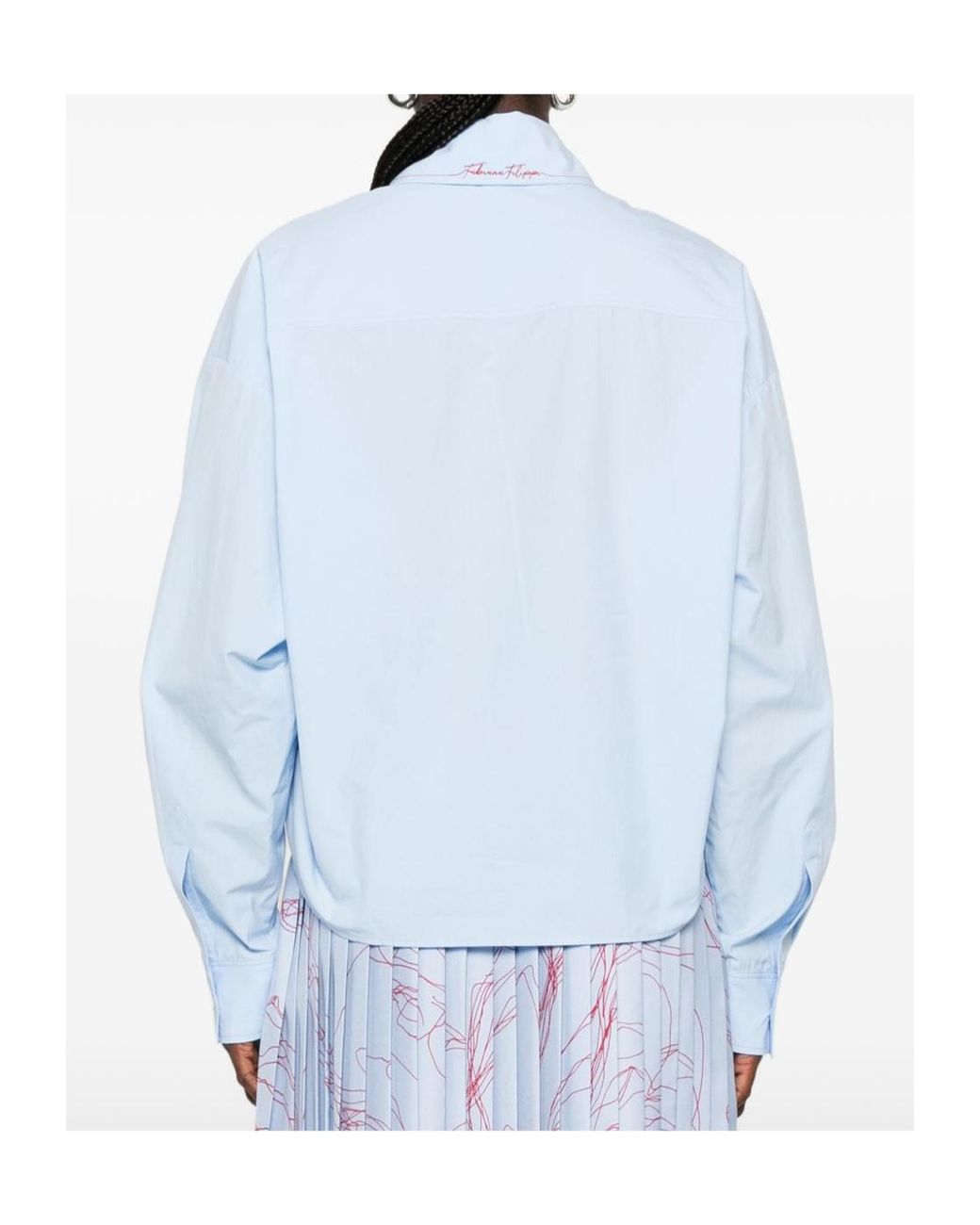 Fabiana Filippi Blue Cropped Long-Sleeve Shirt
