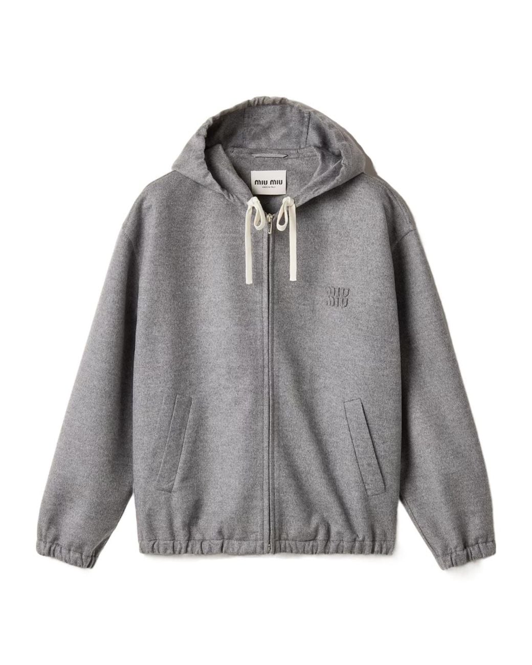 Miu Miu Black Double Cashmere And Wool Hoodie Jacket