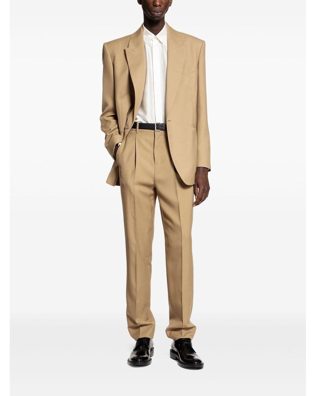 Saint Laurent Natural Single-Breasted Peaked Lapel Jacket for men