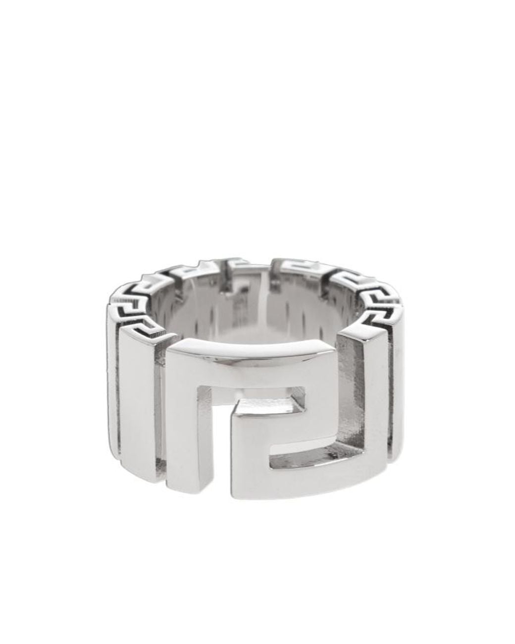 Versace White Greek Pattern Ring