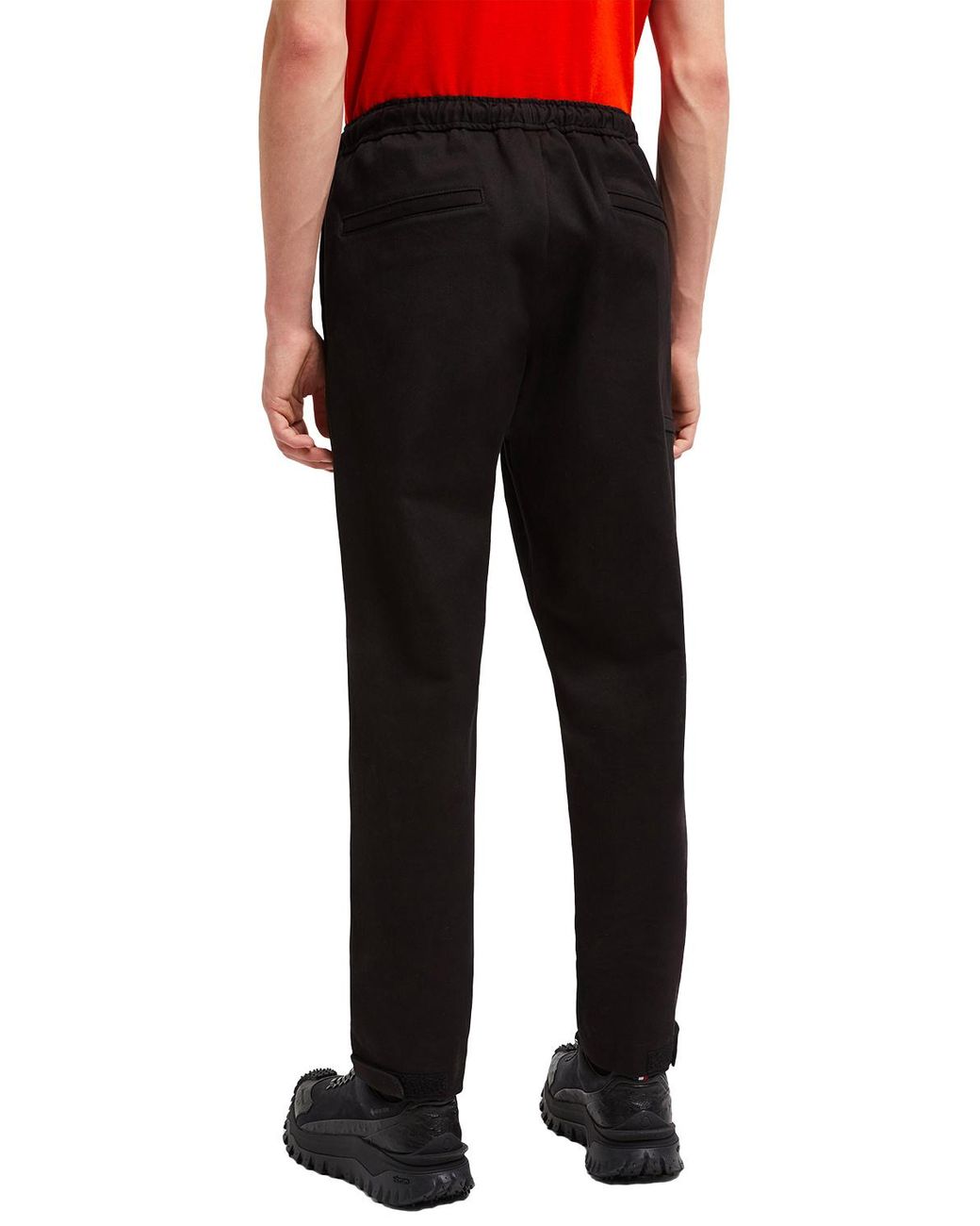 Moncler Black Logo Embroidered Straight Leg Trousers for men