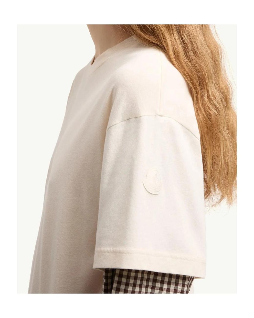 Moncler Natural Layered-Effect Vichy Cotton Blend T-Shirt