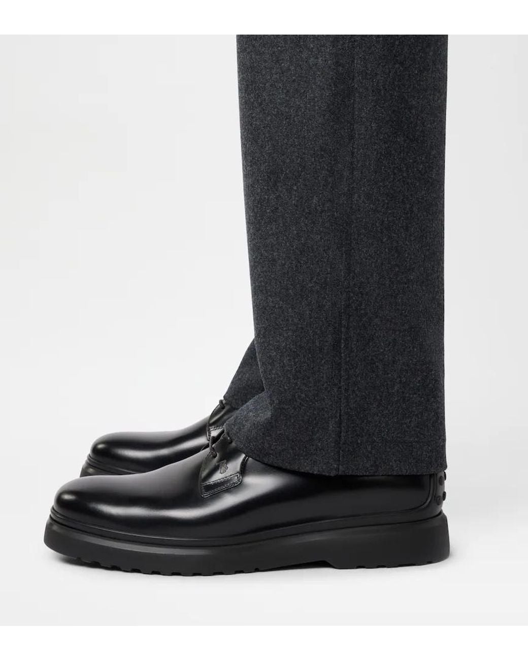Tod's Black Gommino Detail Round Toe Derby Shoes