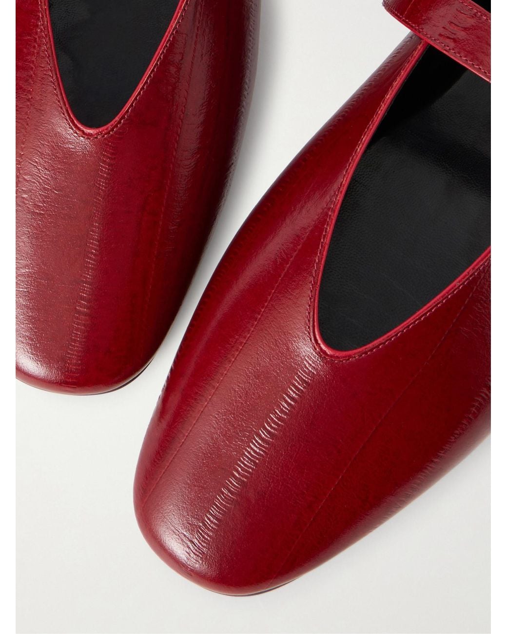 Le Monde Beryl Red Stella Leather Mary Jane Ballet Flats