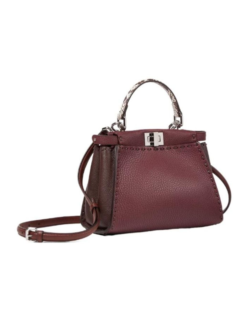 Fendi Red Peekaboo Mini Tote Bag