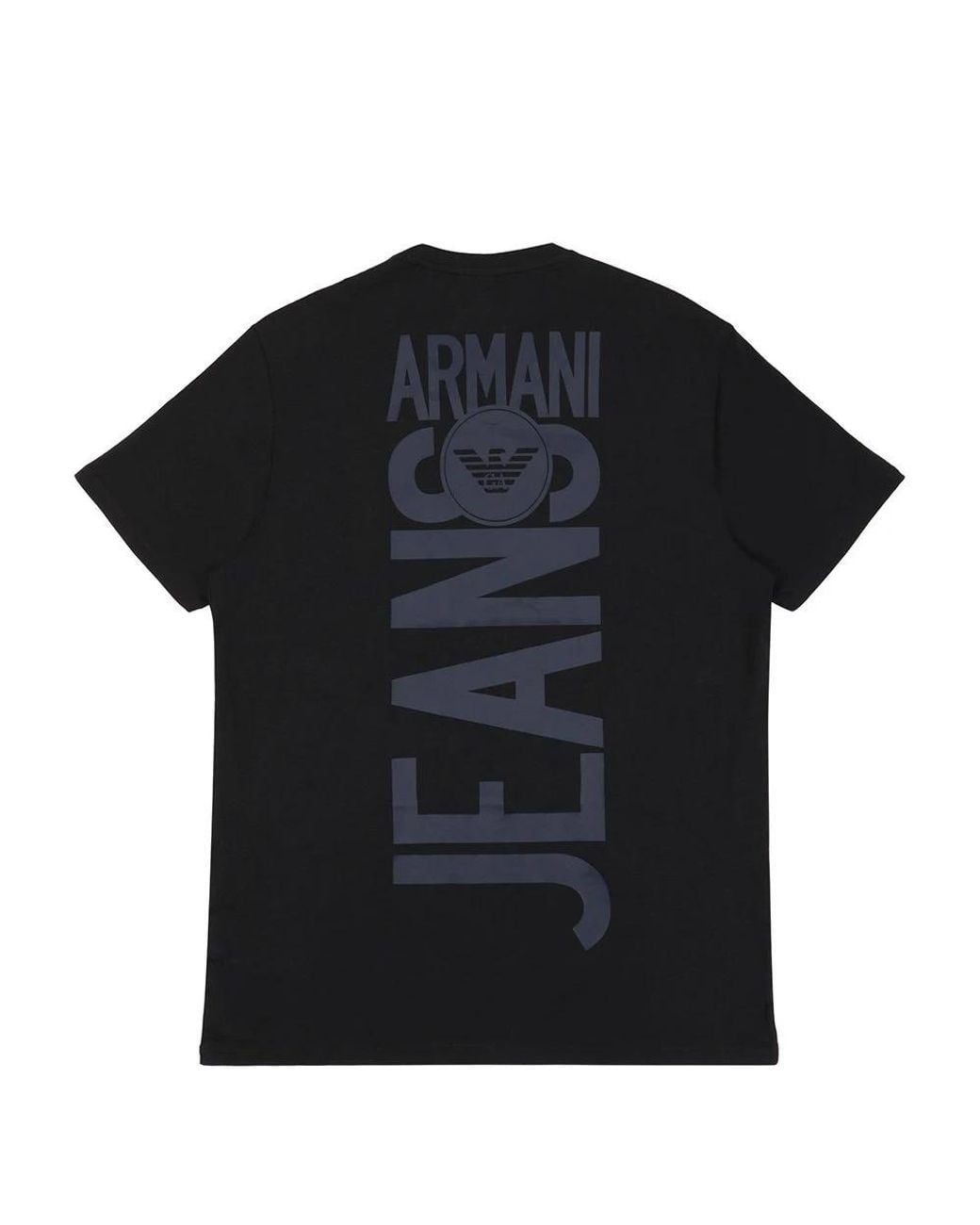 Armani Jeans Black Printed V-Collar Short-Sleeved T-Shirt for men