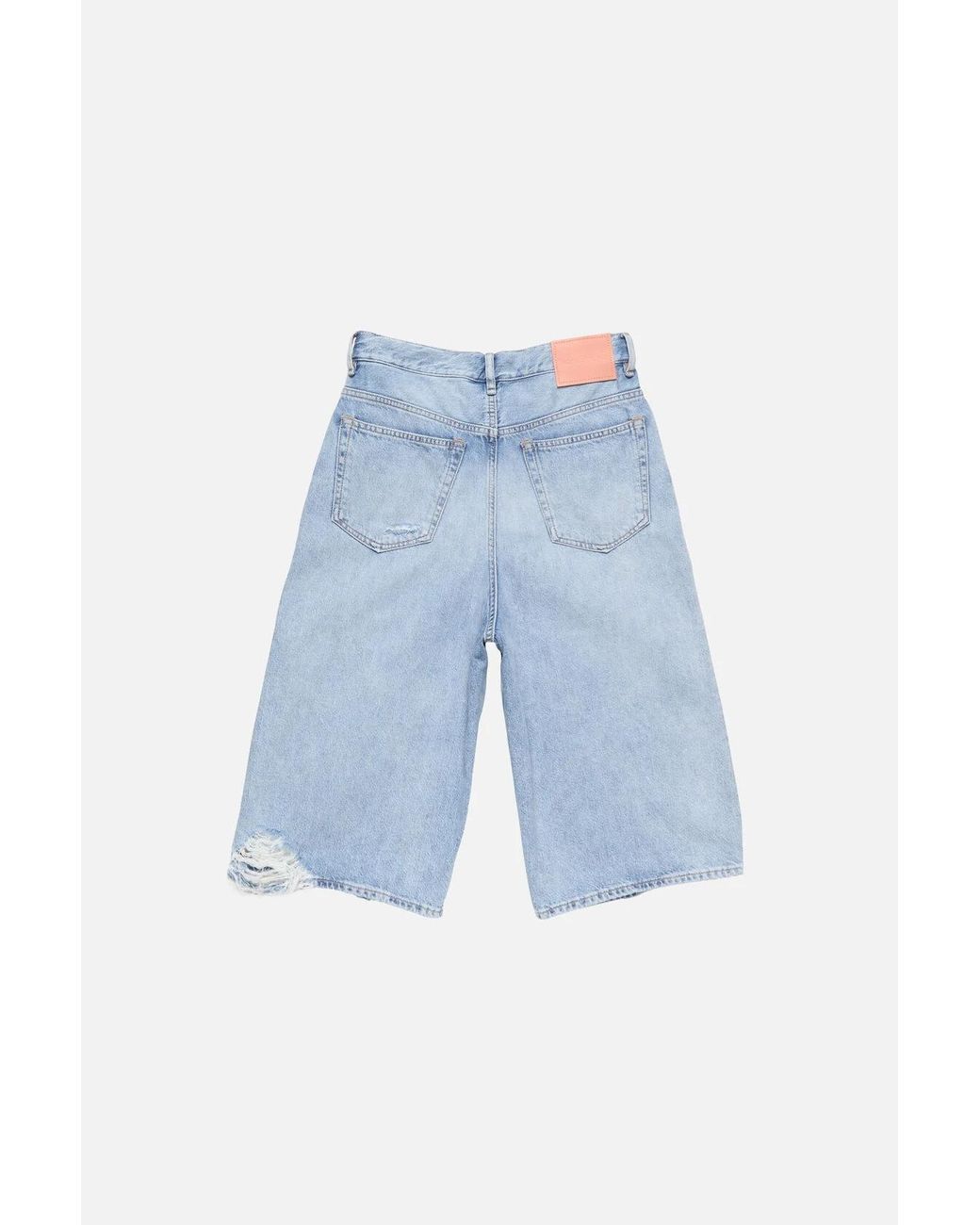 Acne Blue Distressed Denim Shorts for men