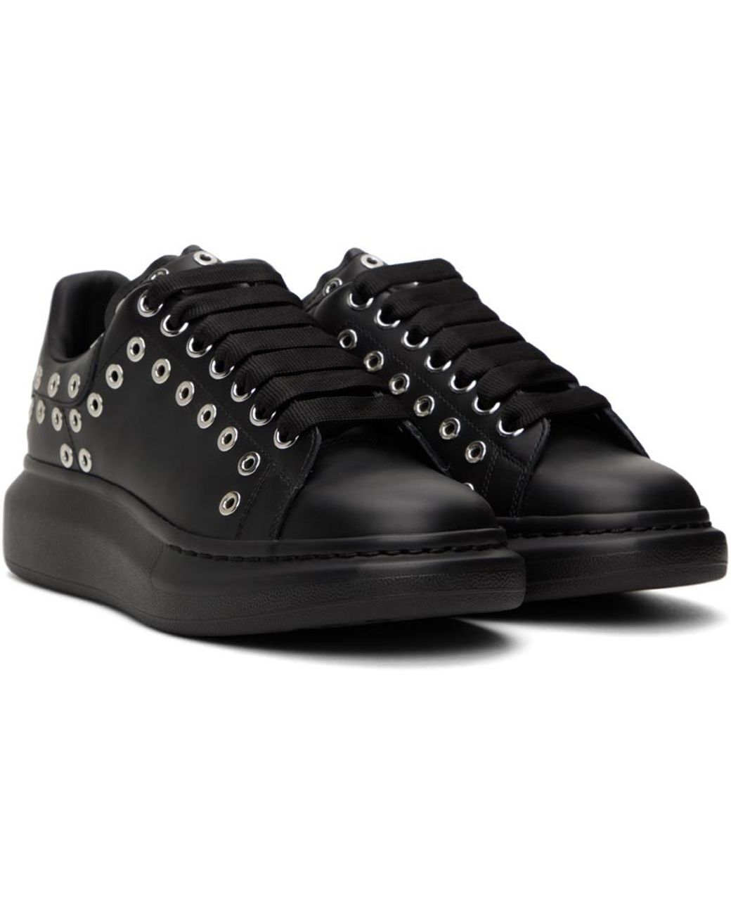 McQueen Black Oversized Eyelet Detail Sneakers for men