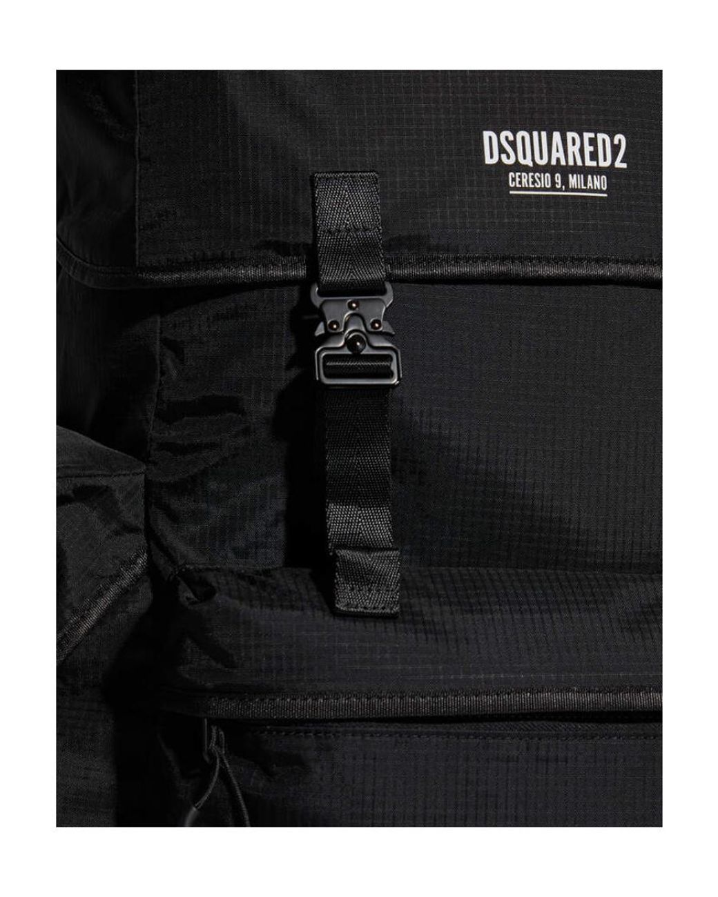 DSquared² Black Big Logo-Print Backpack for men