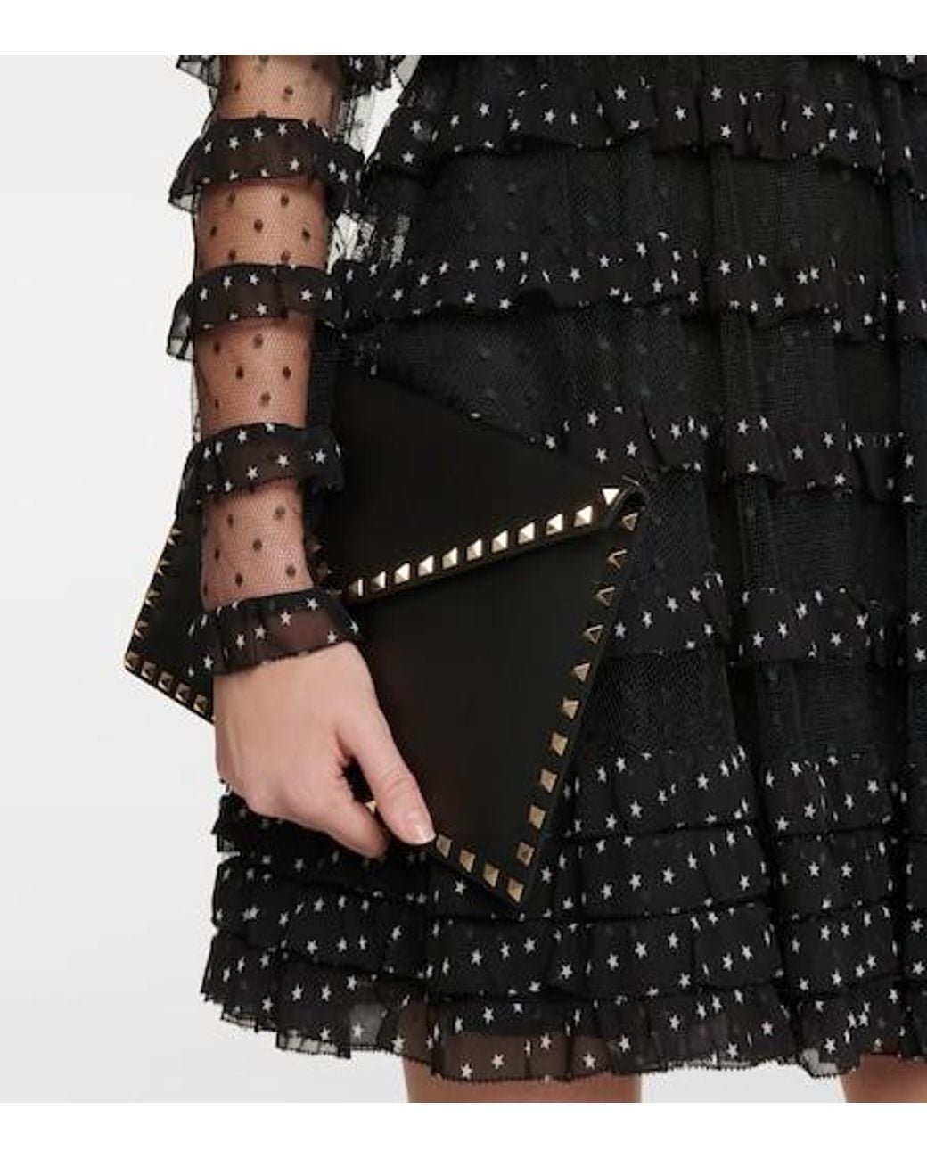 RED Valentino Black Point D'Esprit Tulle And Georgette Minidress