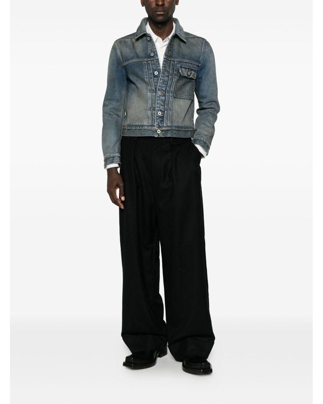 Junya Watanabe Black Pleated Wide-Leg Trousers for men