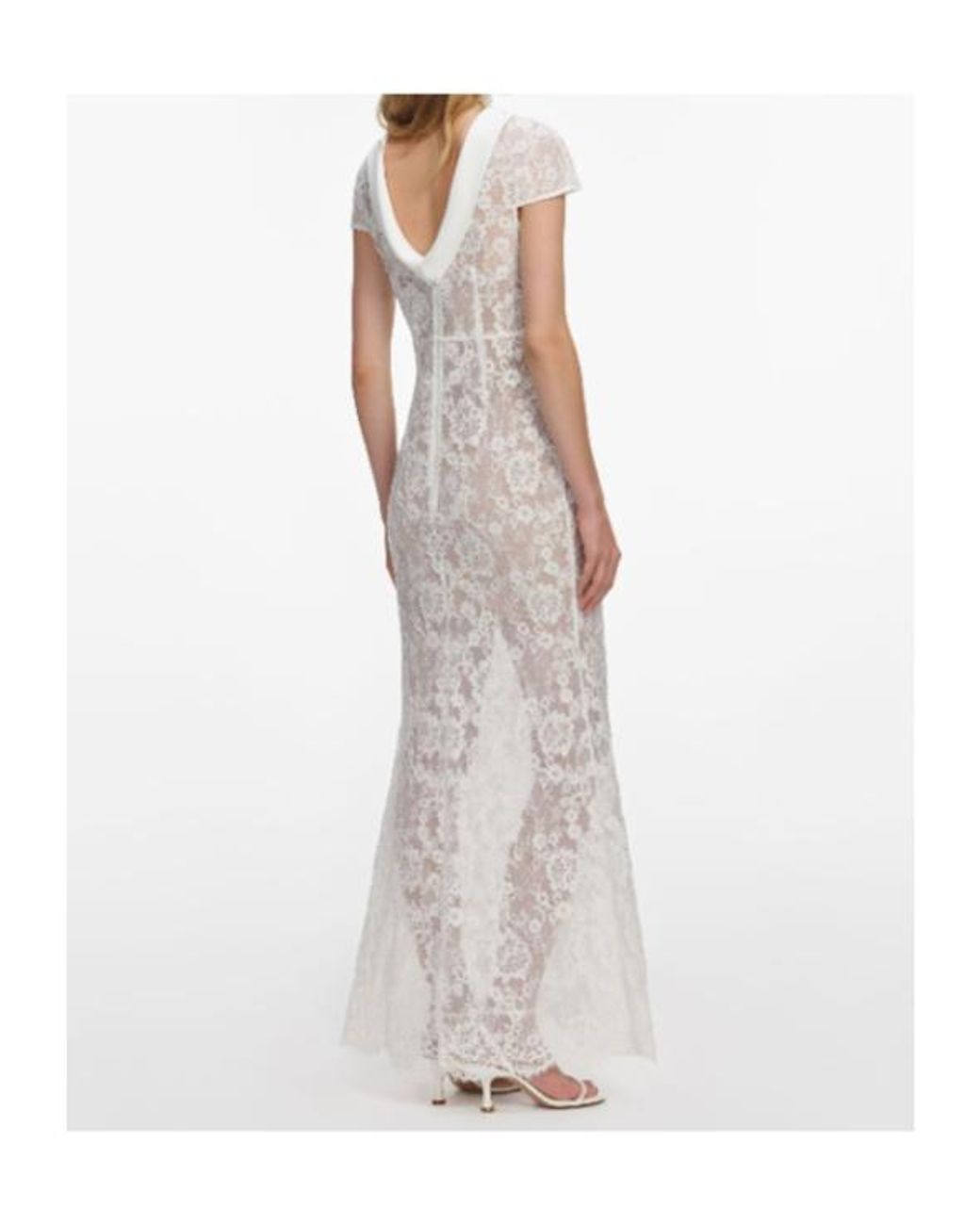 Self-Portrait White Scoop Back Lace Maxi Dress