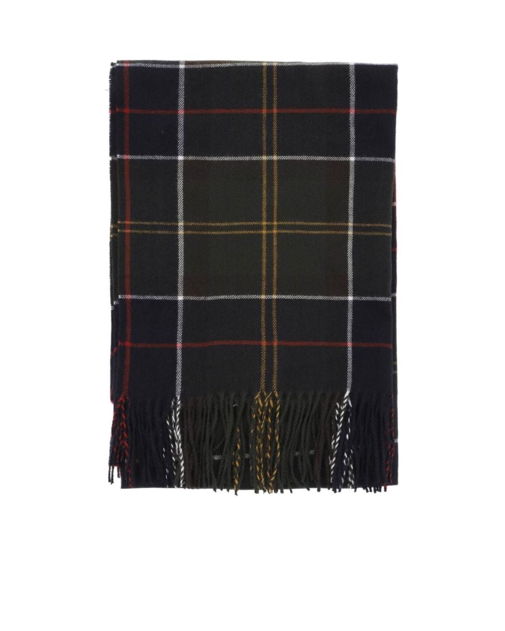 Barbour Black Check-Pattern Fringed Scarf