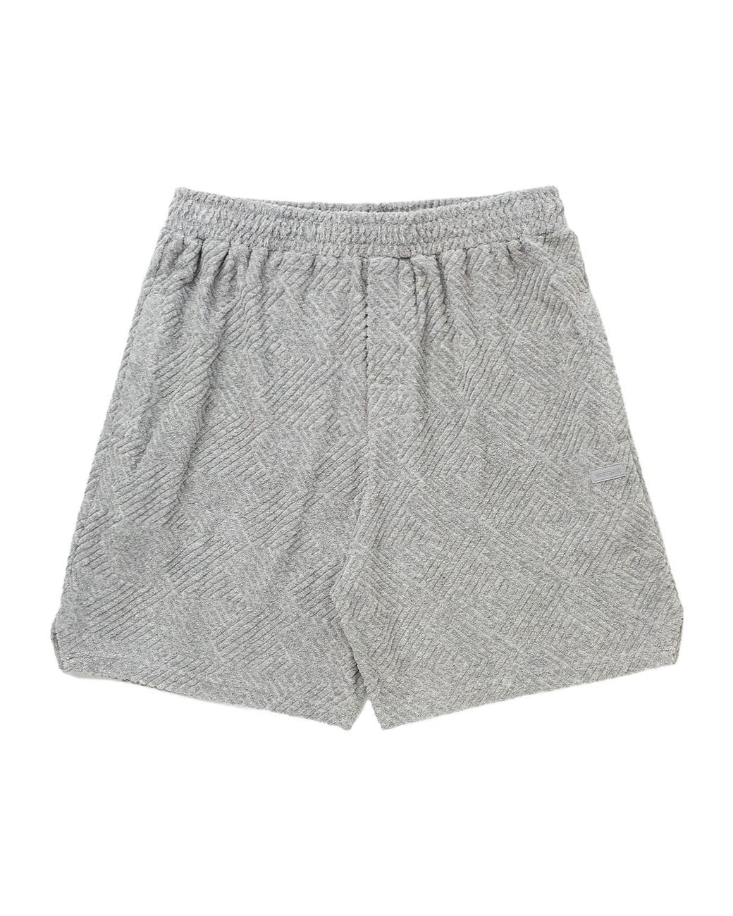 WRSTBHVR Gray Fred V2 Geometric-Patterned Terry-Cloth Shorts for men