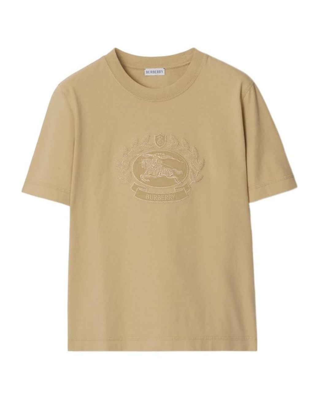 Burberry Natural Logo-Embroidered Crewneck T-Shirt
