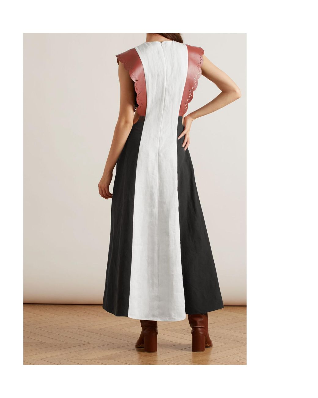 Chloé Black Soft Panama Aloe Linen Midi Drs M