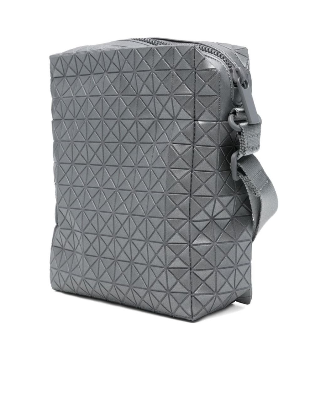 Issey Miyake Gray Geometric-Pattern Panelled Messenger Bag for men