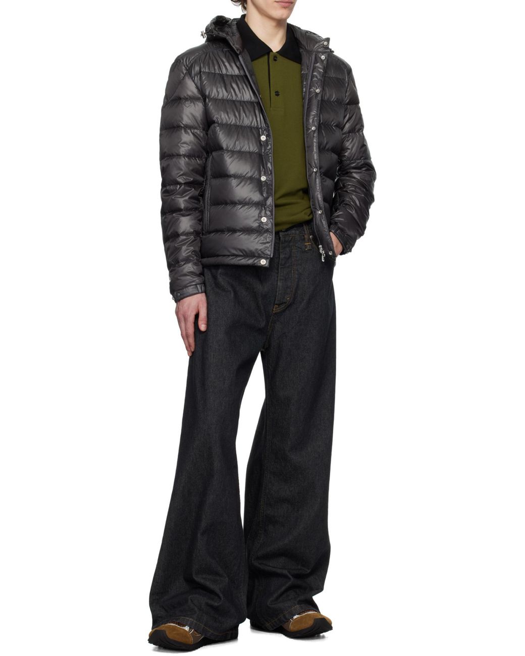 Moncler Blue Gliere Logo Patch Padded Jacket for men