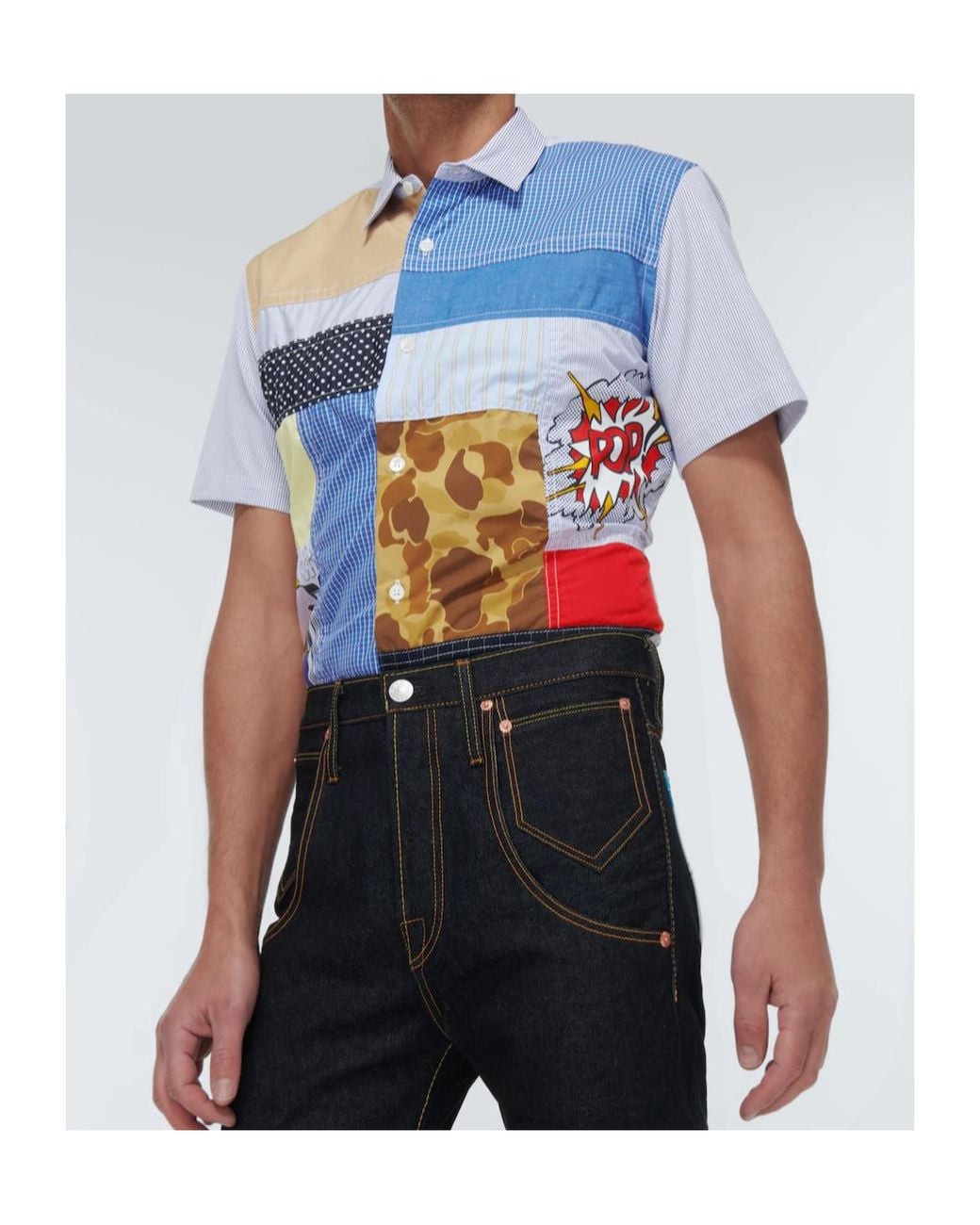 Junya Watanabe Blue X Roy Lichtenstein Printed Shirt for men