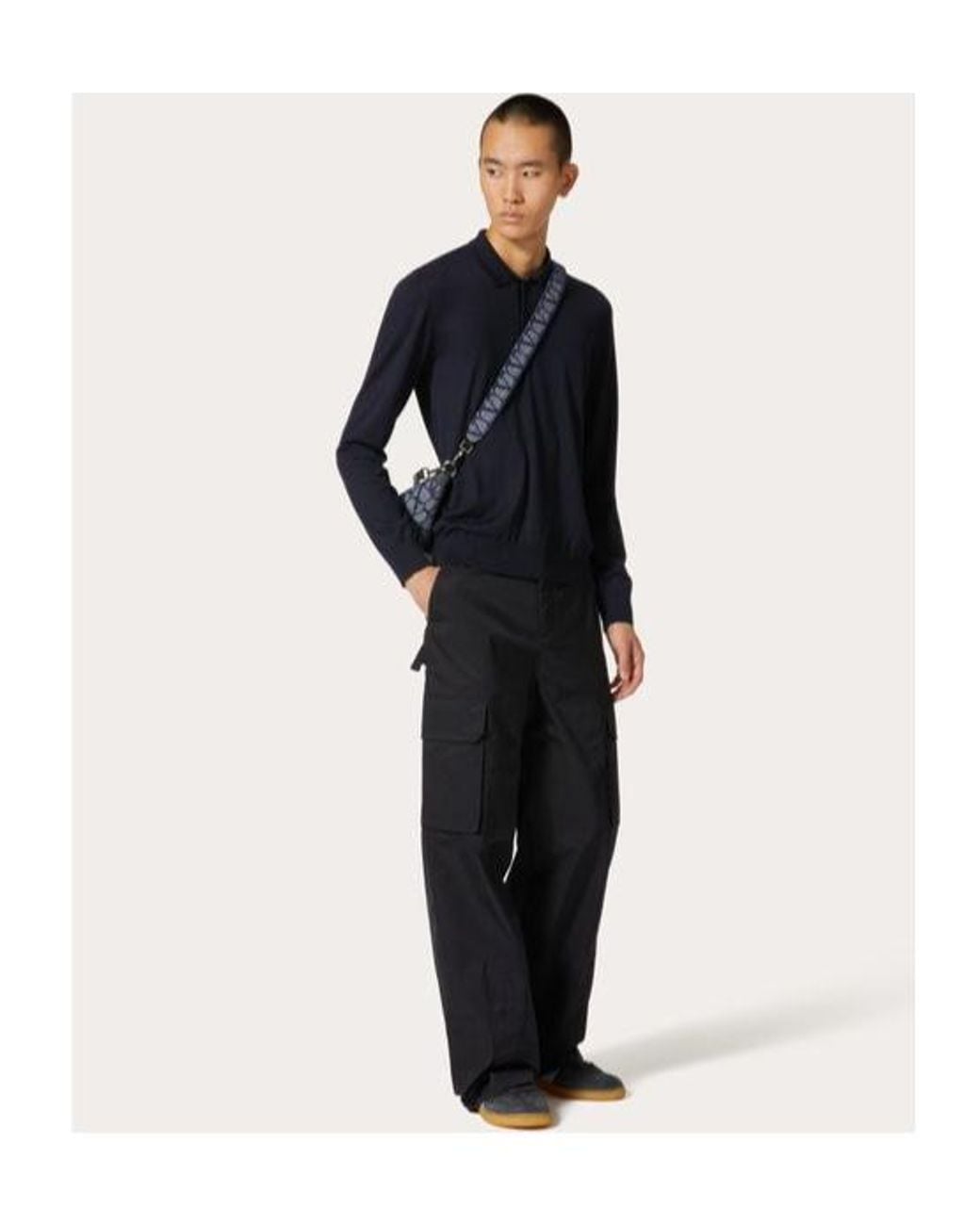 Valentino Blue Long-Sleeved Polo Shirt for men