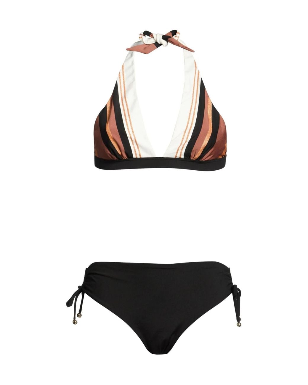 Max Mara White Striped Bikini Top
