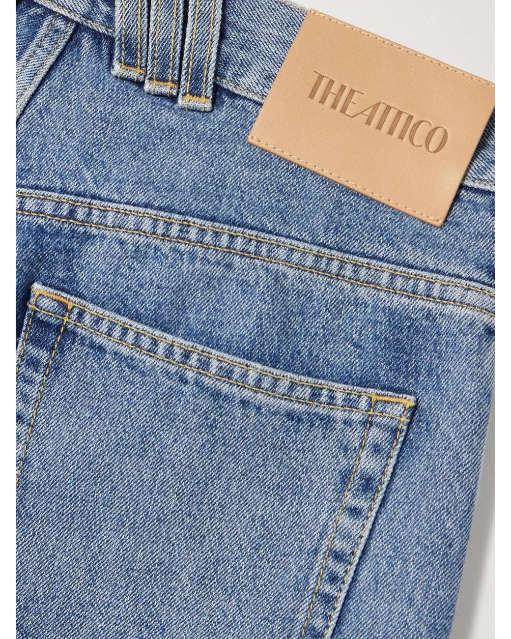The Attico Blue Cutout Paneled Boyfriend Jeans
