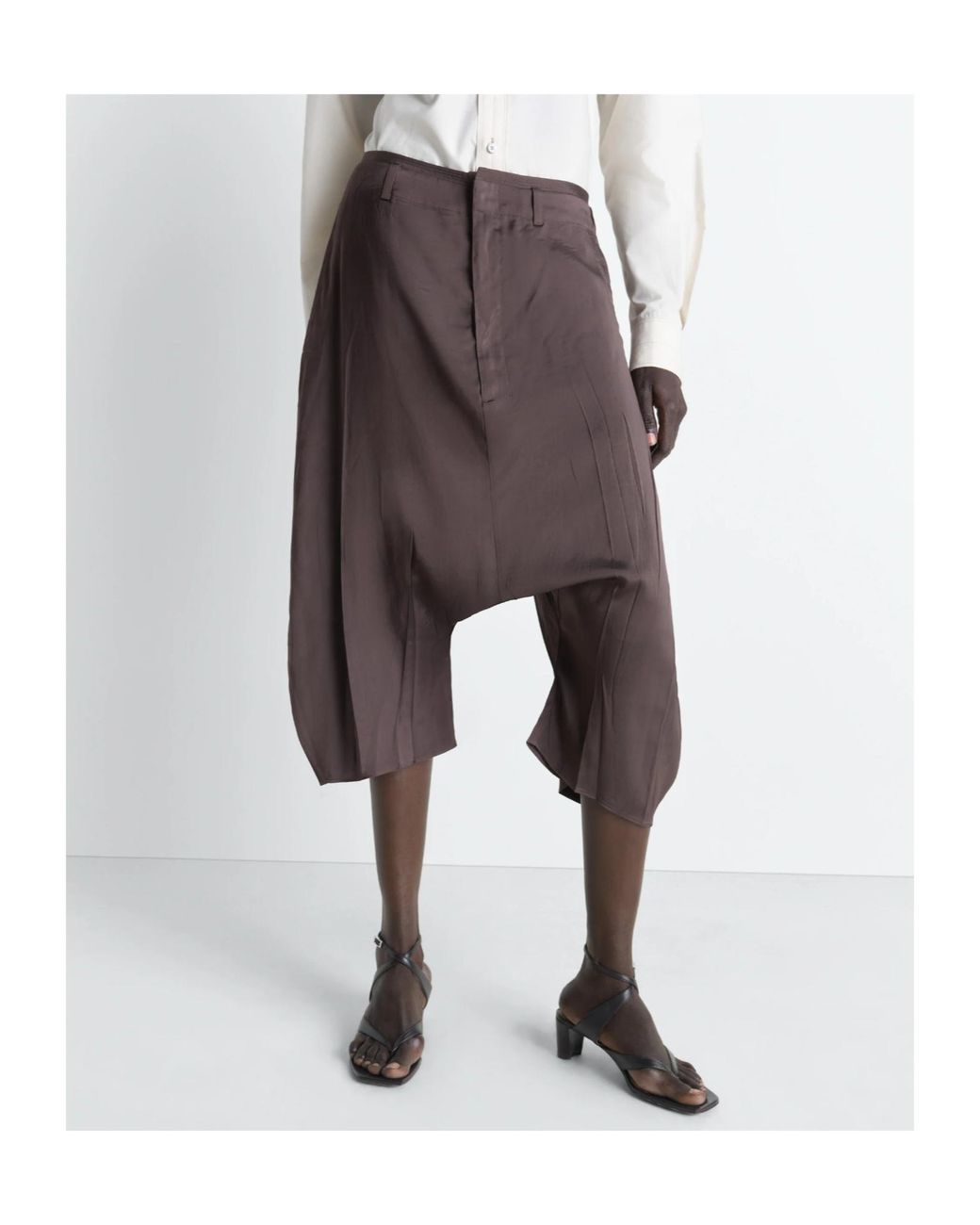 Lemaire Gray Creased Dropped Crotch Bermudas