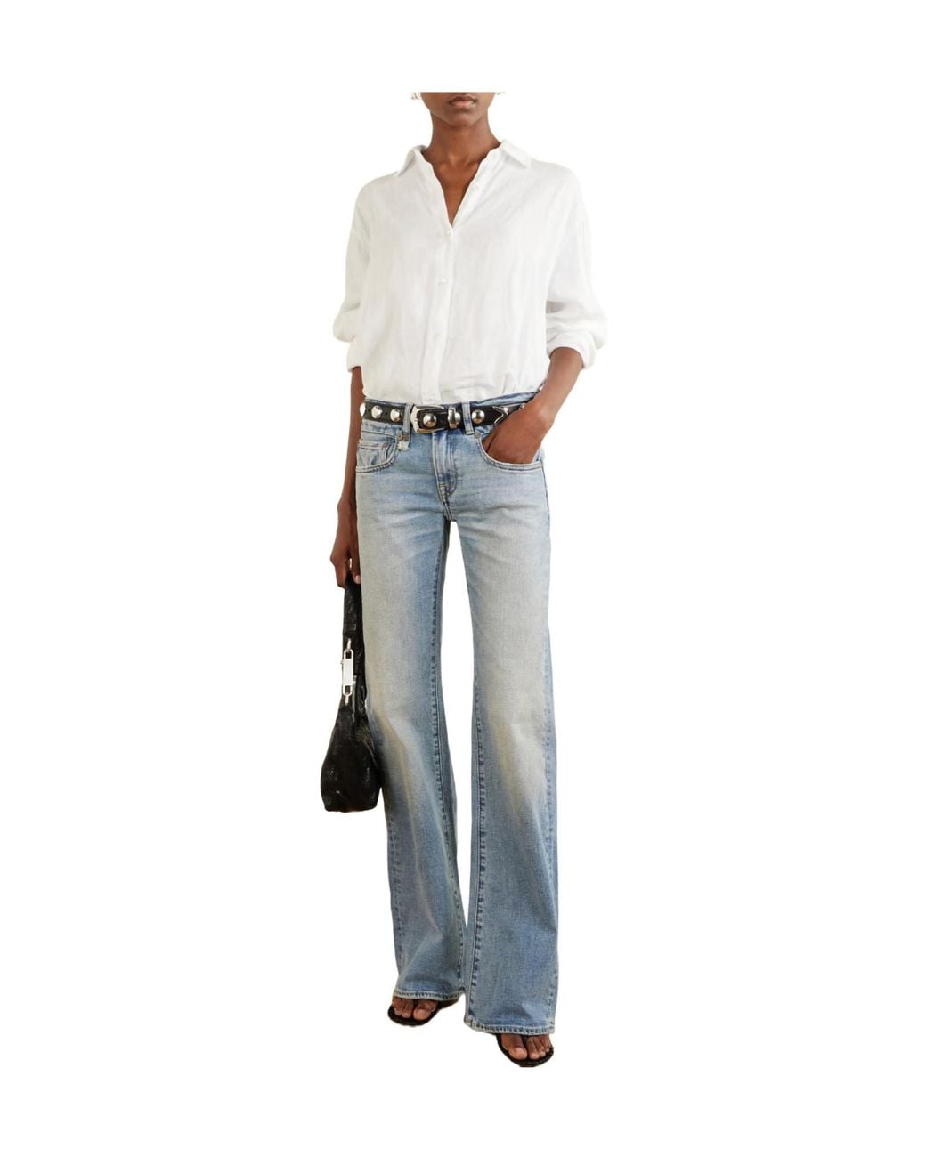 R13 Blue Flare Low-Rise Jeans