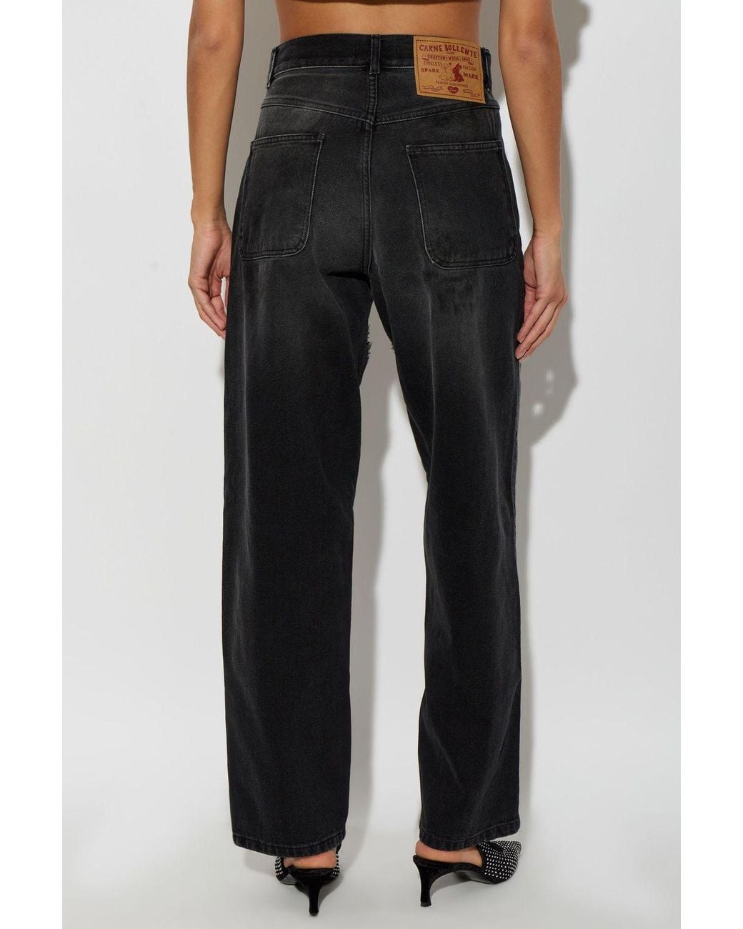 Carne Bollente Black Heart Detail Relaxed Jeans