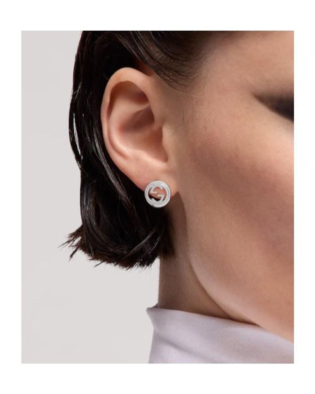 Gucci White Interlocking Earrings