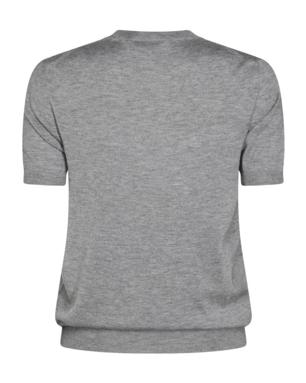 Miu Miu Gray Logo Jacquard Fine-Knit Top
