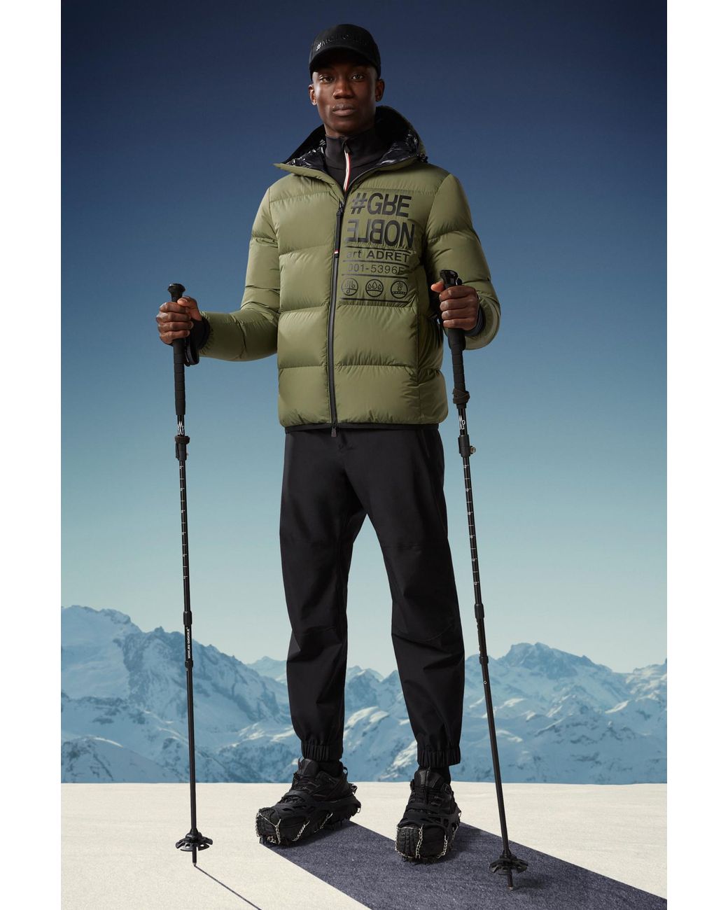 Moncler Green Grenoble Adret Logo Printed Padded Jacket for men