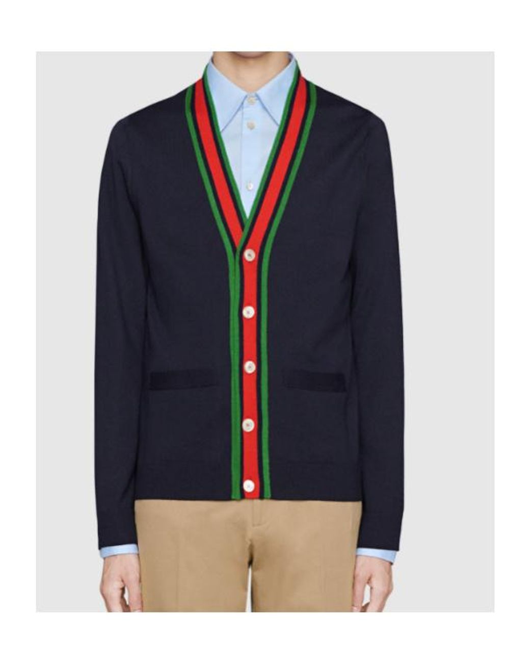 Gucci Blue Wool Knitted Cardigan for men