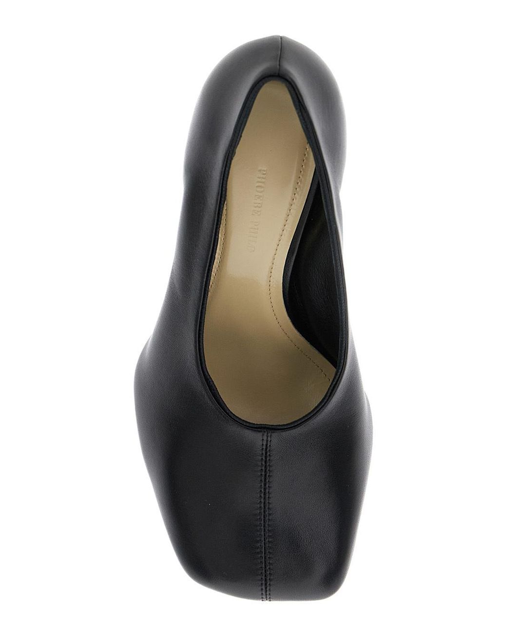 Phoebe Philo Black Square-Toe Leather Pumps