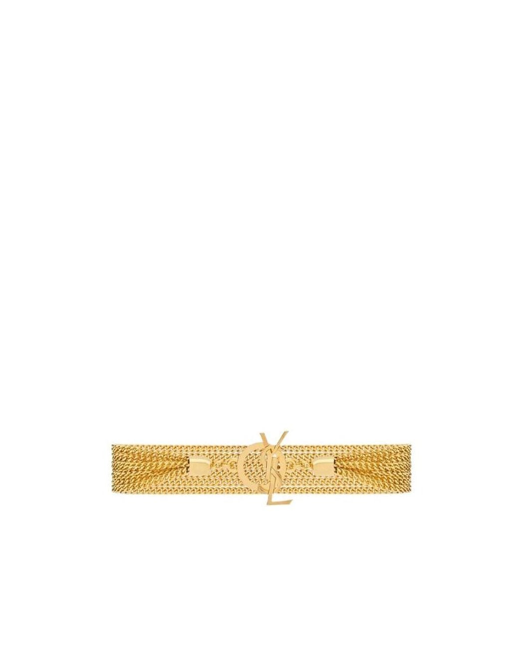 Saint Laurent Metallic Cassandre Chain Bracelet