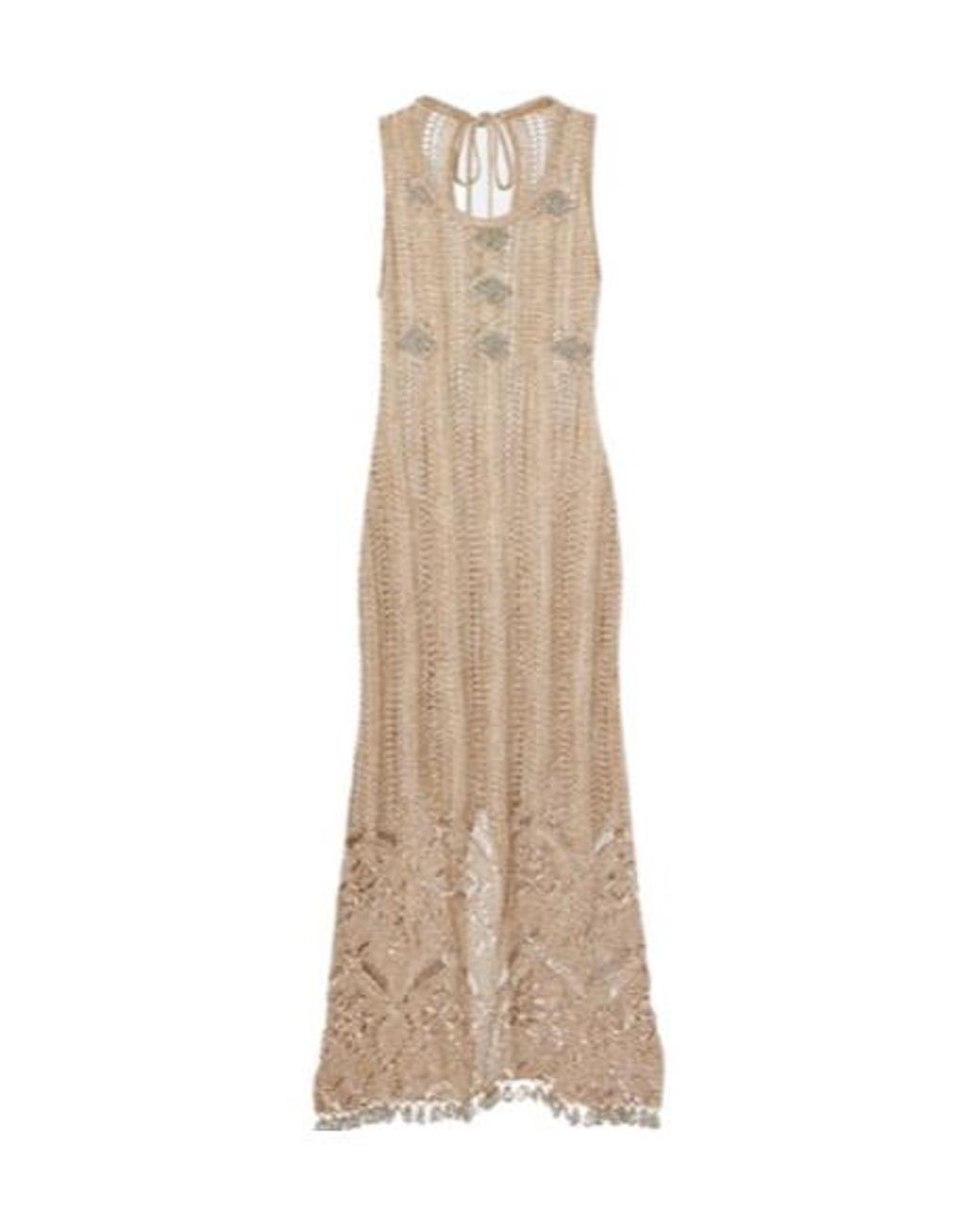 Rabanne Natural Crochet Embellished Midi Dress