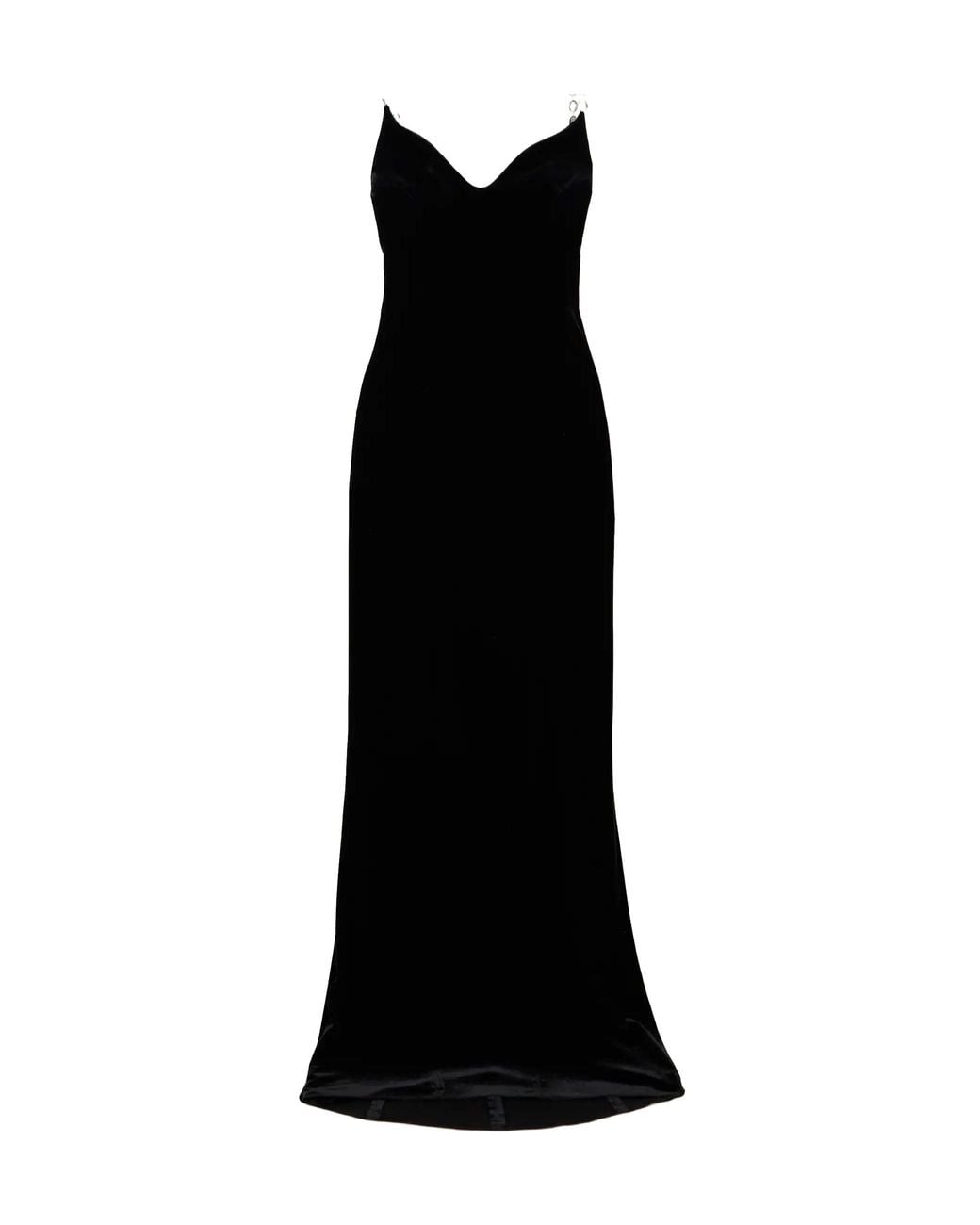 Galvan Black Fitted Velvet Evening Gown