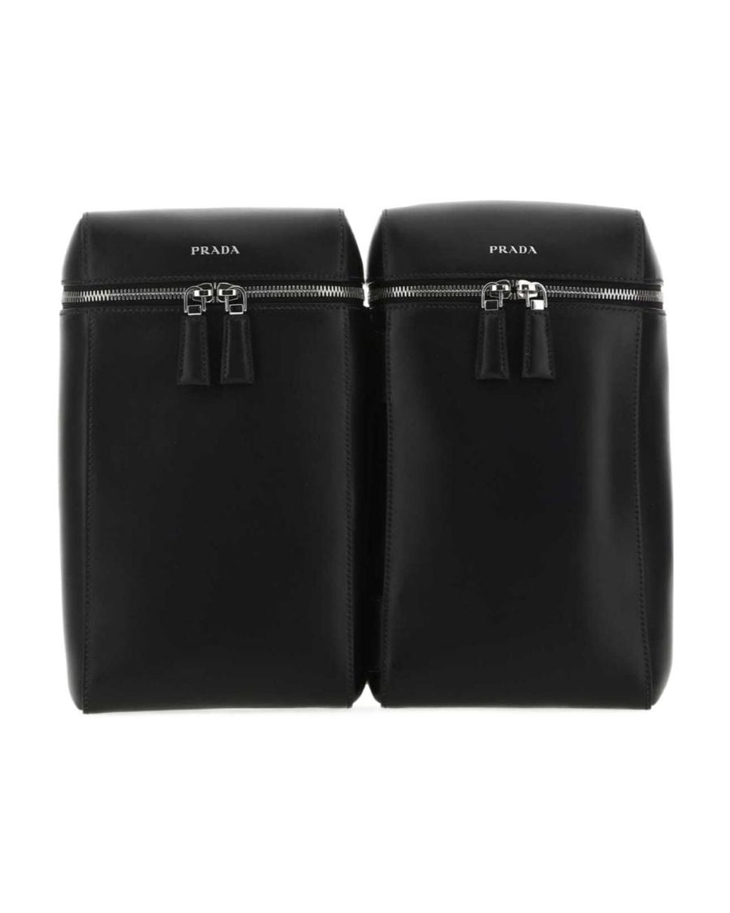 Prada Black Double Leather Backpack for men
