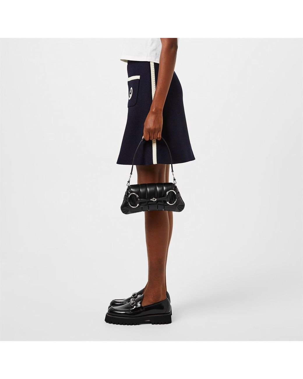 Gucci Blue Retro Tweed Wool Skirt