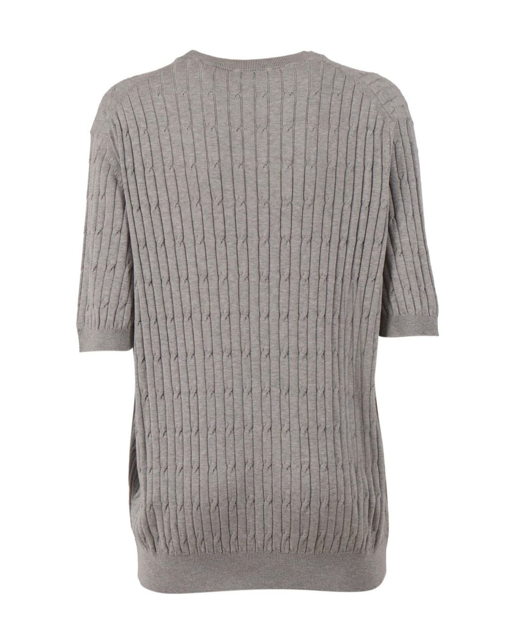 Peserico Gray Crewneck Ribbed Jumper for men