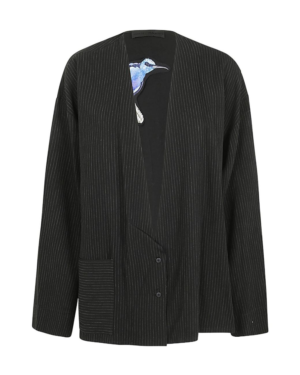 Maria Calderara Black Pinstripe Open Jacket