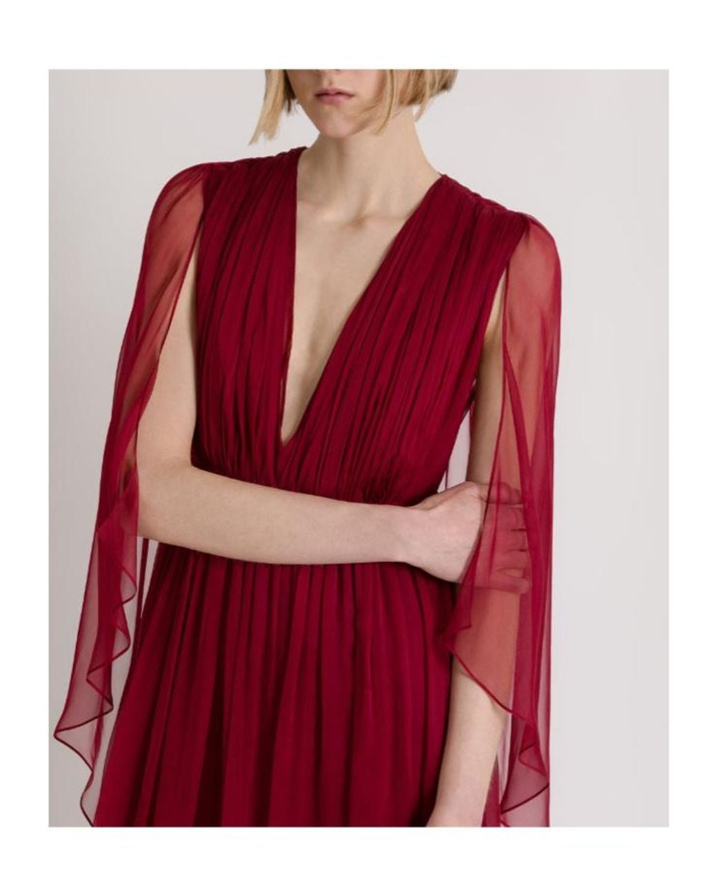 Alberta Ferretti Red Long Chiffon Dress