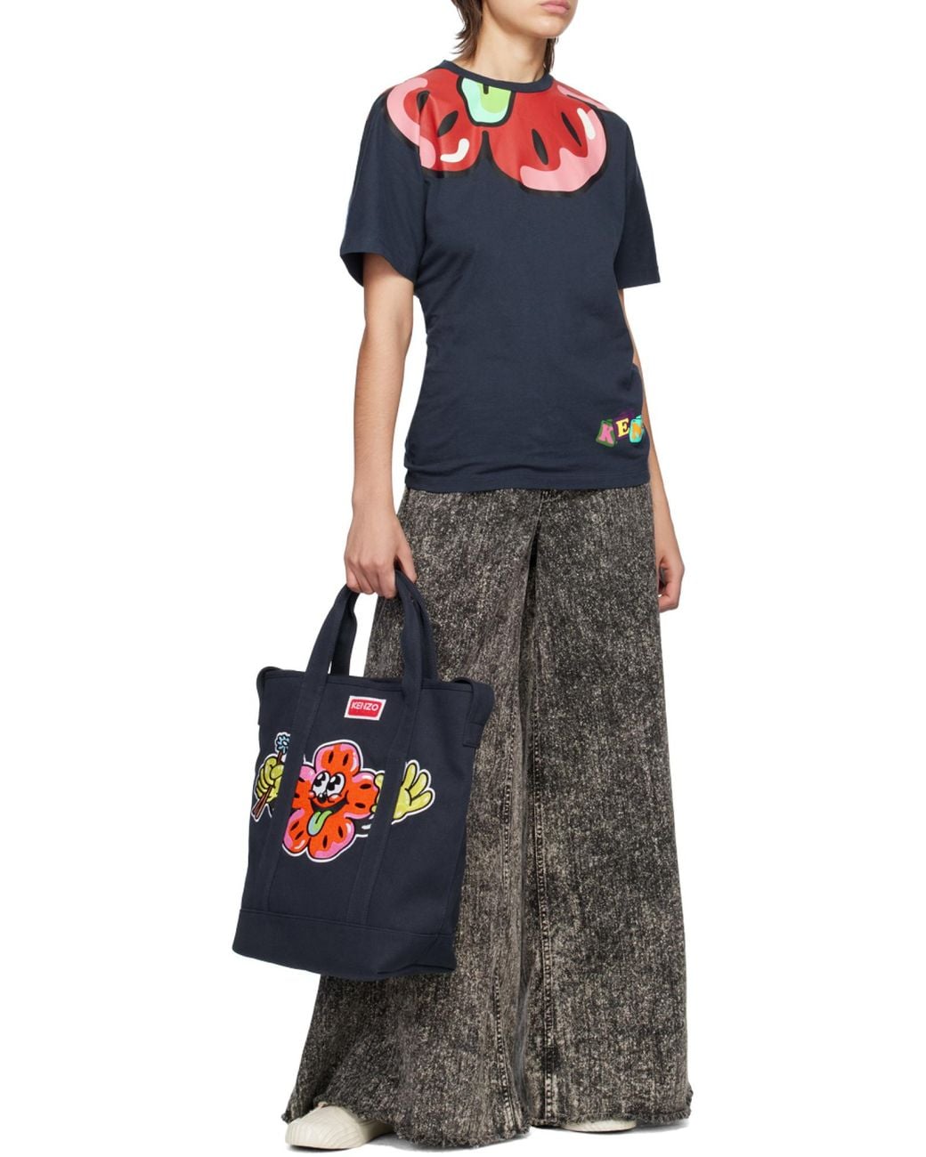KENZO White Boke Flower Motif High-Top Sneakers