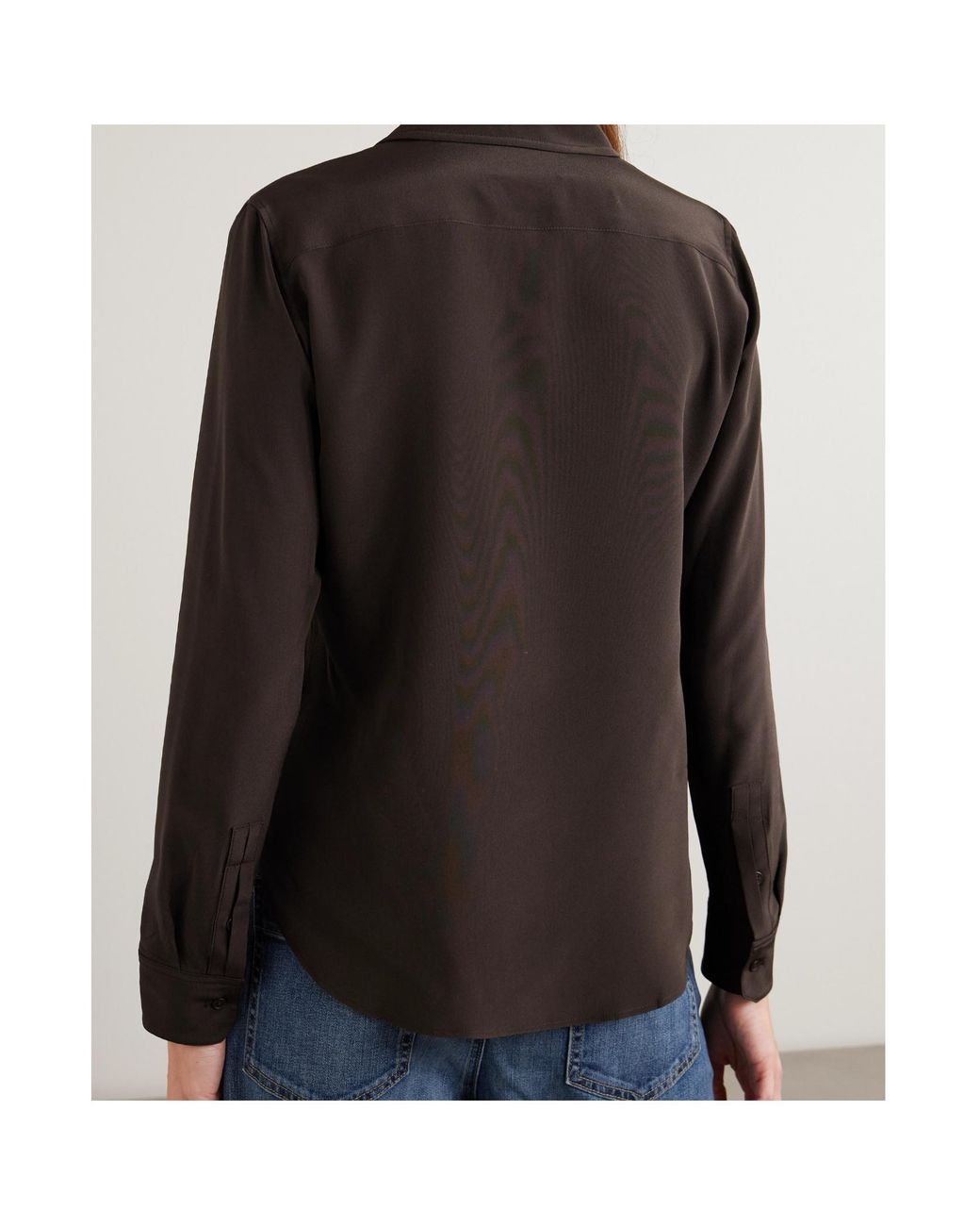 Nili Lotan Black Gaia Silk Long-Sleeve Shirt