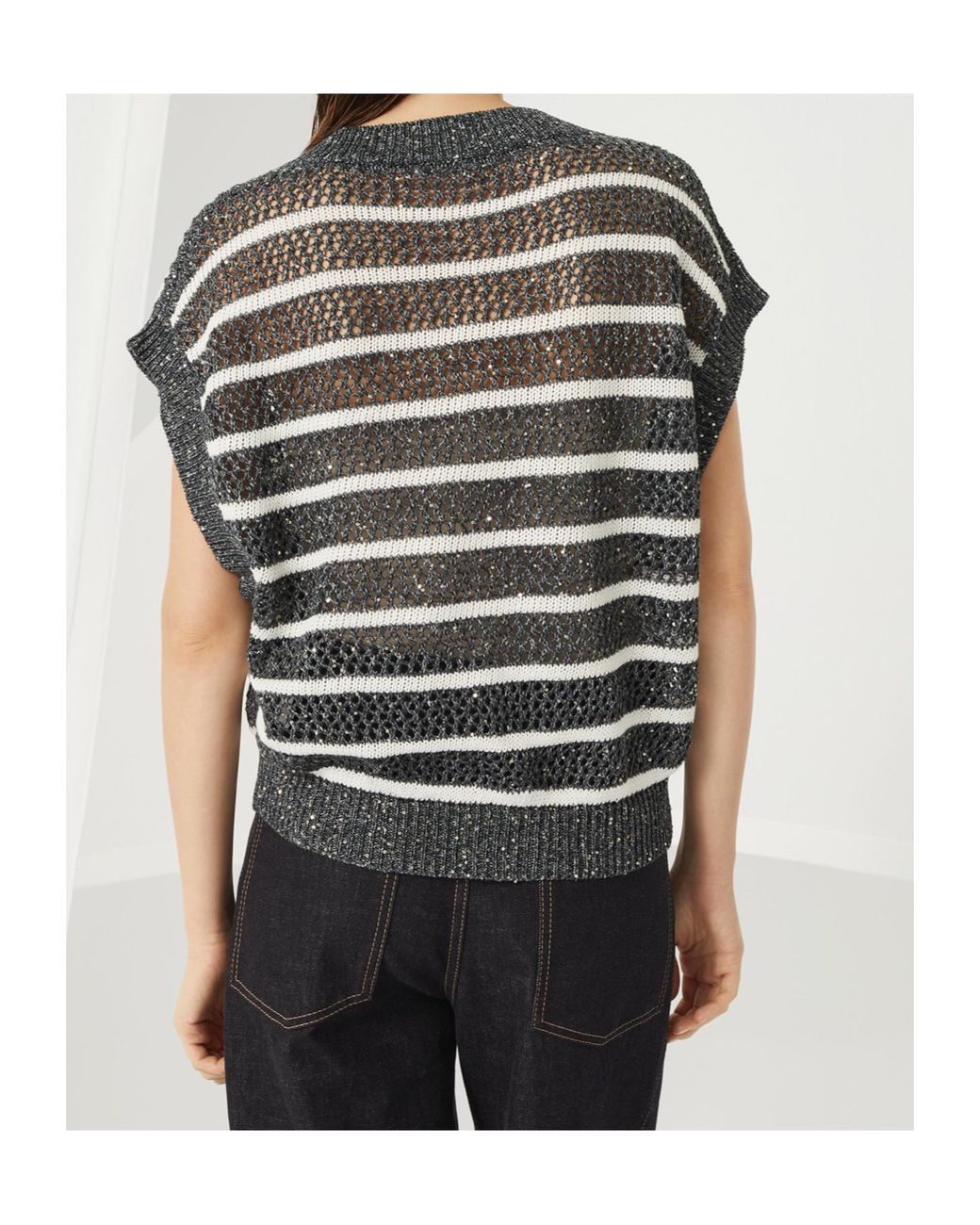 Brunello Cucinelli Black V-Neck Knitted Vest