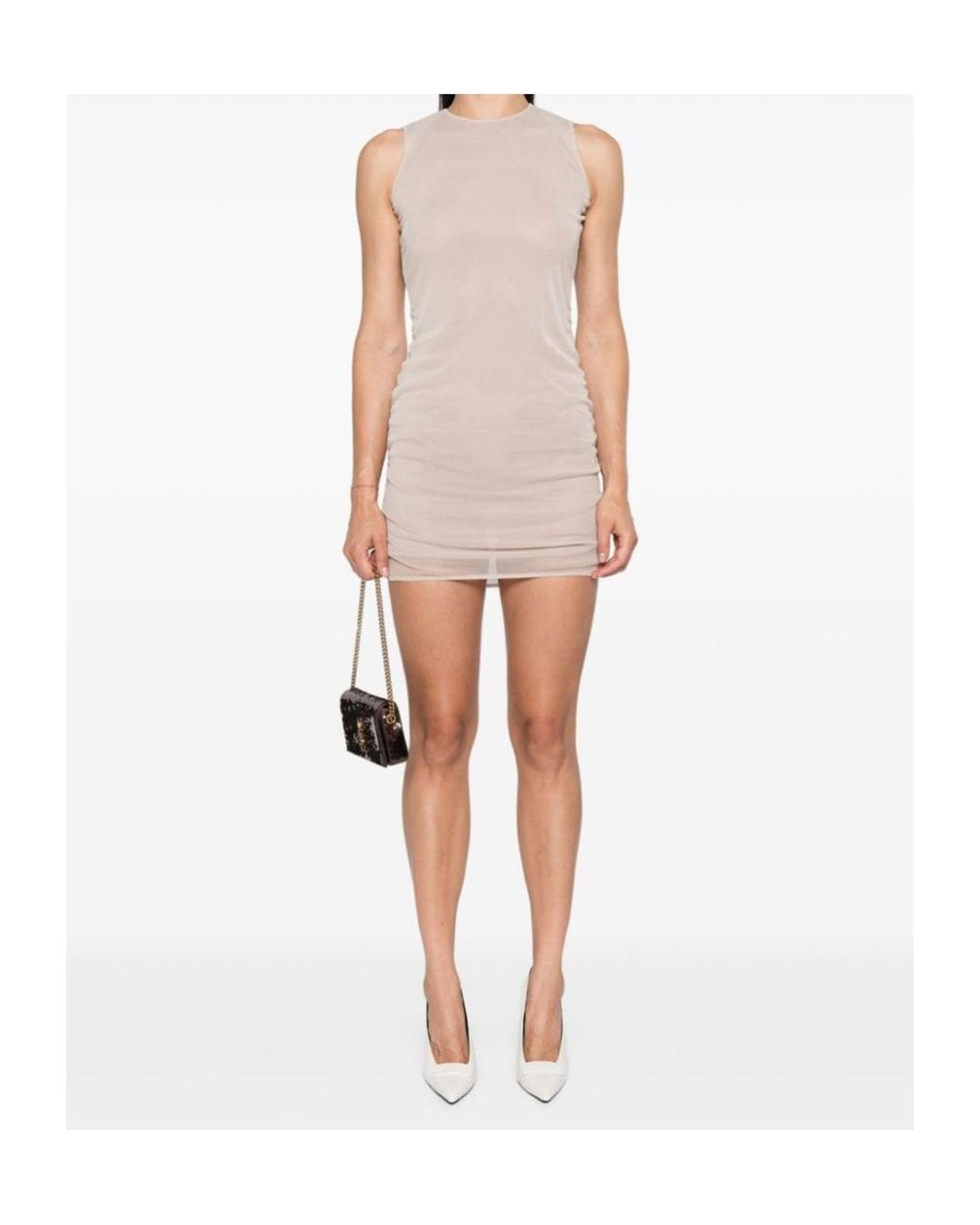 Saint Laurent Natural Stretch Tulle Short Dress